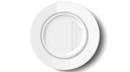 Empty white classic circle plate. Top view dish Reali