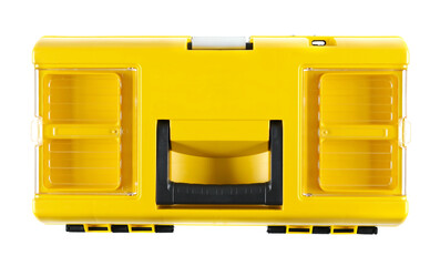Plastic box tool isolated on white, top view