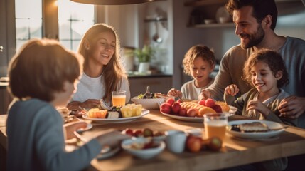 Obraz na płótnie Canvas A Family Enjoying Breakfast Together