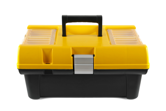 Plastic box tool isolated on white