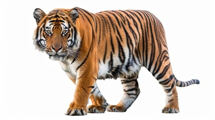 Clipping path included for the Royal Tiger (P. t. corbetti). The tiger is staring at its prey. Hunter concept.