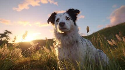 Dog Enjoying Evening Sun Walk: 8K/4K Photorealistic