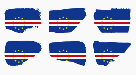 Cape Verde flag collection with palette knife paint brush strokes grunge texture design. Grunge brush stroke effect set