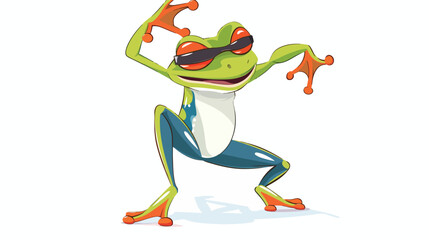Frog Cartoon Doing Dab Dance  Dabbing Dance flat vector