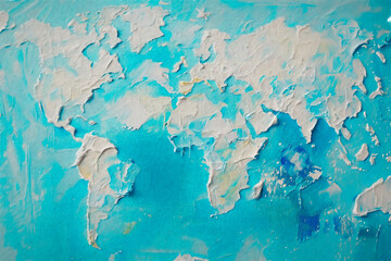 world map paint thick brush strokes