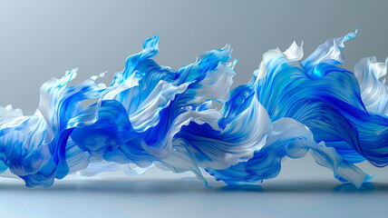 blue and white abstract smoke cloth shape flowing