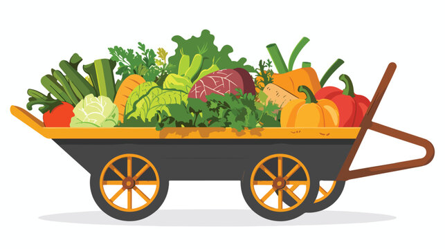 vegetables in wheelbarrow, colorful, harvest clip art preview