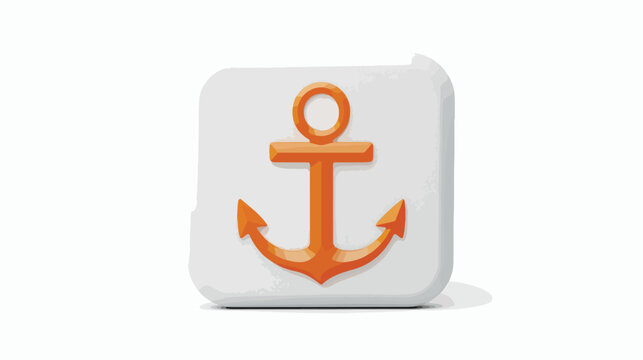 Glossy white web button with orange Anchor icon on white