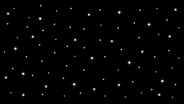 Loop of twinkling stars on black background &ndash; Starry sky background &ndash; Blinking star particles