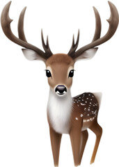 Obraz premium Close-up of a cute cartoon Marsh Deer Icon.