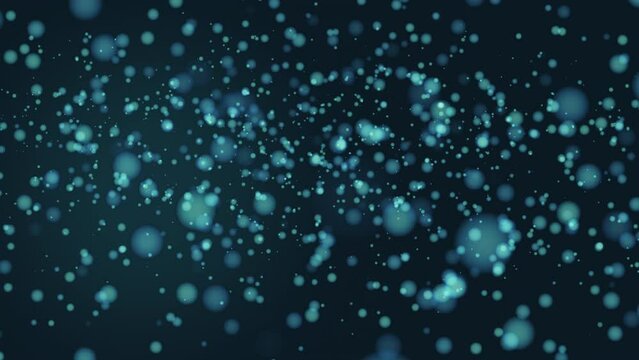 Glittering blue slow particles, abstract CGI animation background, 4k