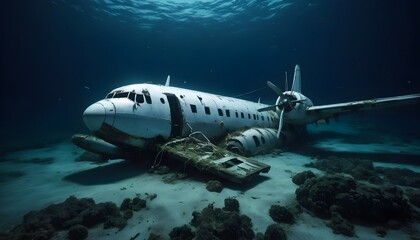 Underwater Airplane in the Sea