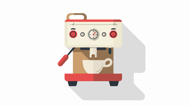 Grinding coffee machine flat icon with long shadow flat