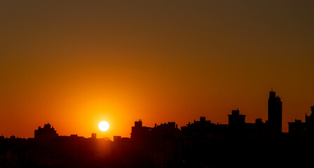 Sunset silhouette in the city of Santa Maria