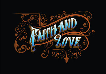 FAITH AND LOVE lettering custom template design - obrazy, fototapety, plakaty