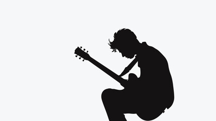 Guitarist silhouette. Vector silhouette of guitarist