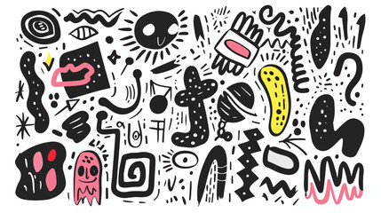 HandDrawn Abstract Doodles on White Background  Vec