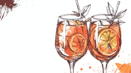 Handdrawn monochrome flat illustration of the Aperol