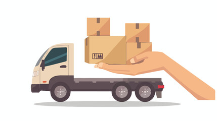 Hand shipping cargo attention vector illustration flat