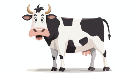 Happy cartoon cow isolated on white background flat vector