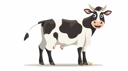 Happy cartoon cow isolated on white background flat vector
