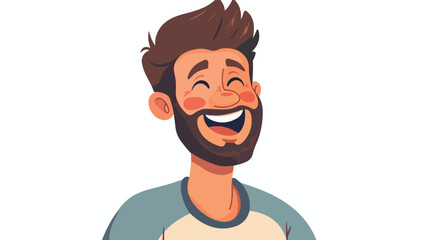 Happy man face character cartoon flat vector isolated