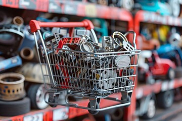 Spare and accessory car components are in the shopping basket. Generative Ai