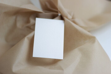 blank business card Blank paper for mockup business card decoration on a wooden background
