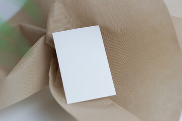 blank note paper Blank paper for mockup business card decoration on a wooden background