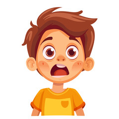 Obraz premium Cute little boy with surprised expression. Vector illustration in cartoon style.