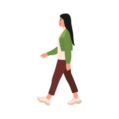 vector illustration in flat style of walking character. the girl is walking