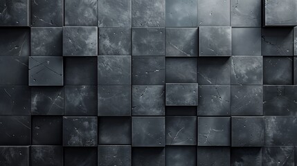A pattern of 3D cubes. Abstract mosaic of black squares