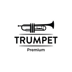 Trumpet cornet for jazz music logo design
