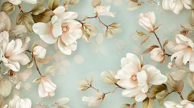 Floral elegance meets nature's calm, with designs featuring blossoms and leaves gently rendered in soothing pastels.