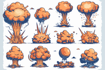 Naklejka premium Set Explosion Illustration