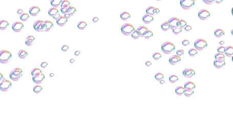 Round soap bubbles (bubbles) reflected in a rainbow pattern (transparent background) PNG with alpha channel. 虹模様に映る丸いシャボン玉（泡）（背景透過）アルファチャンネル付きPNG