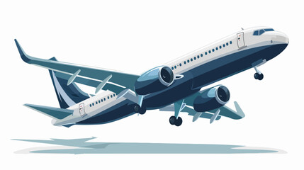 Illustration of a close up airplane flying flat vector