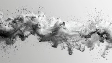 Abstract background explosion of silver ink, paint in water on white background