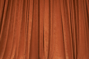 Orange Closed Curtain in Theater, Theater Performance Concept in Theater, Copy Space. High quality...