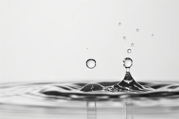 Close-up of a water drop falling on water surface