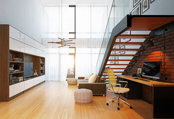 modern home office interior. - 773271400