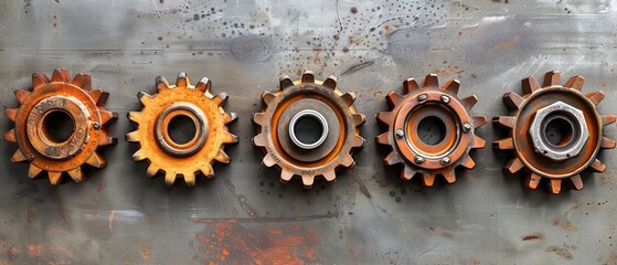 Mechanics, engineering, or concepts like teamwork and search engines include cogwheels - obrazy, fototapety, plakaty