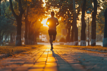 A man runs in a park at dawn, part of his daily exercise regimen