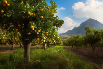 Lemon trees in a citrus grove