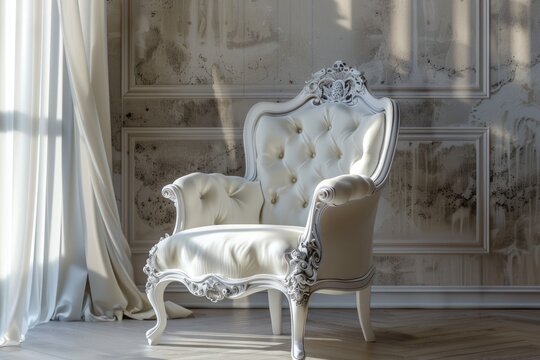 rench style armchair White Lacquered and Velvet Uphols