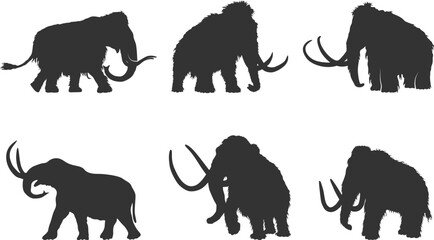 Mammoth silhouettes, Woolly mammoth silhouette, Mammoth svg, Mammoth silhouette, Mammoth vector illustration - obrazy, fototapety, plakaty
