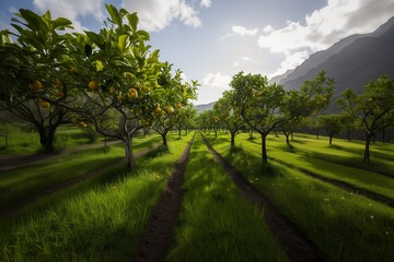 Fototapeta premium Lemon trees in a citrus grove