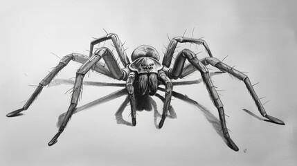 Fototapeta premium Delicate Arachnid: Sketching a Spider with an Art Pencil. Generative AI