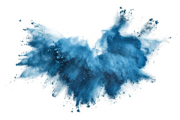 Fototapeta premium Blue color powder explosion splash with freeze isolated on background, abstract splatter of colored dust powder.