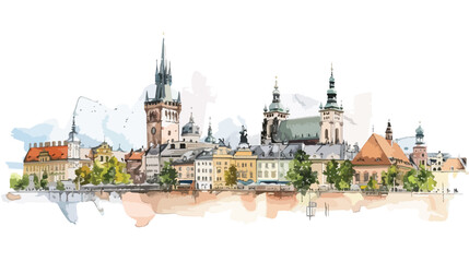 Landmark with building view of Krakow City in Poland. - obrazy, fototapety, plakaty